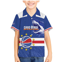 Cape Verde Basketball Custom Family Matching Mermaid Dress and Hawaiian Shirt Come On Blue Sharks - Wonder Print Shop