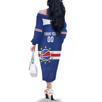Cape Verde Basketball Custom Family Matching Off The Shoulder Long Sleeve Dress and Hawaiian Shirt Come On Blue Sharks - Wonder Print Shop