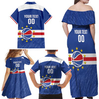 Cape Verde Basketball Custom Family Matching Off Shoulder Maxi Dress and Hawaiian Shirt Come On Blue Sharks - Wonder Print Shop
