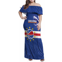 Cape Verde Basketball Custom Family Matching Off Shoulder Maxi Dress and Hawaiian Shirt Come On Blue Sharks - Wonder Print Shop
