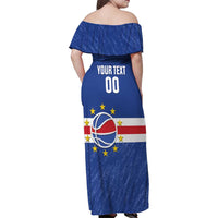 Cape Verde Basketball Custom Family Matching Off Shoulder Maxi Dress and Hawaiian Shirt Come On Blue Sharks - Wonder Print Shop