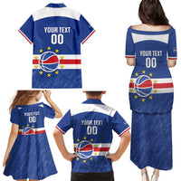 Cape Verde Basketball Custom Family Matching Puletasi and Hawaiian Shirt Come On Blue Sharks - Wonder Print Shop