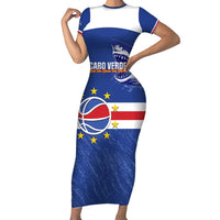 Cape Verde Basketball Custom Family Matching Short Sleeve Bodycon Dress and Hawaiian Shirt Come On Blue Sharks - Wonder Print Shop