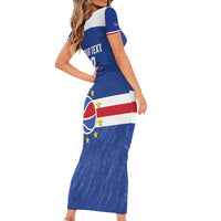 Cape Verde Basketball Custom Family Matching Short Sleeve Bodycon Dress and Hawaiian Shirt Come On Blue Sharks - Wonder Print Shop