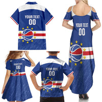 Cape Verde Basketball Custom Family Matching Summer Maxi Dress and Hawaiian Shirt Come On Blue Sharks - Wonder Print Shop