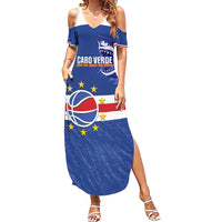 Cape Verde Basketball Custom Family Matching Summer Maxi Dress and Hawaiian Shirt Come On Blue Sharks - Wonder Print Shop
