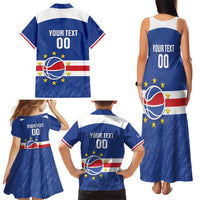 Cape Verde Basketball Custom Family Matching Tank Maxi Dress and Hawaiian Shirt Come On Blue Sharks - Wonder Print Shop
