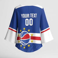 Cape Verde Basketball Custom Kimono Sleeve Blouse Come On Blue Sharks - Wonder Print Shop