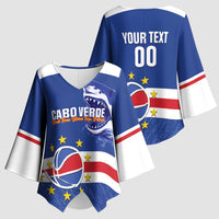 Cape Verde Basketball Custom Kimono Sleeve Blouse Come On Blue Sharks - Wonder Print Shop