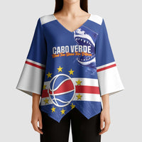 Cape Verde Basketball Custom Kimono Sleeve Blouse Come On Blue Sharks - Wonder Print Shop