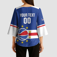 Cape Verde Basketball Custom Kimono Sleeve Blouse Come On Blue Sharks - Wonder Print Shop