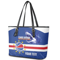 Cape Verde Basketball Custom Leather Tote Bag Come On Blue Sharks - Wonder Print Shop