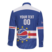 Cape Verde Basketball Custom Long Sleeve Button Shirt Come On Blue Sharks - Wonder Print Shop