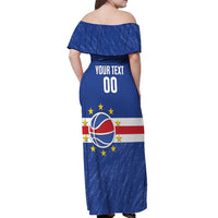 Cape Verde Basketball Custom Off Shoulder Maxi Dress Come On Blue Sharks - Wonder Print Shop