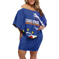 Cape Verde Basketball Custom Off Shoulder Short Dress Come On Blue Sharks - Wonder Print Shop