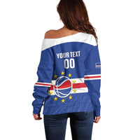 Cape Verde Basketball Custom Off Shoulder Sweater Come On Blue Sharks - Wonder Print Shop