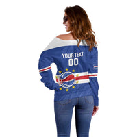 Cape Verde Basketball Custom Off Shoulder Sweater Come On Blue Sharks - Wonder Print Shop