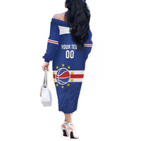 Cape Verde Basketball Custom Off The Shoulder Long Sleeve Dress Come On Blue Sharks - Wonder Print Shop