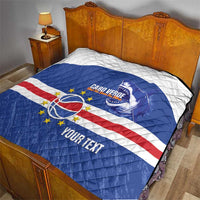 Cape Verde Basketball Custom Quilt Come On Blue Sharks - Wonder Print Shop