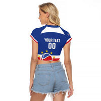 Cape Verde Basketball Custom Raglan Cropped T Shirt Come On Blue Sharks - Wonder Print Shop