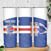 Cape Verde Basketball Custom Skinny Tumbler Come On Blue Sharks - Wonder Print Shop