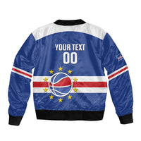 Cape Verde Basketball Custom Sleeve Zip Bomber Jacket Come On Blue Sharks - Wonder Print Shop