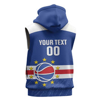 Cape Verde Basketball Custom Sleeveless Hoodie Come On Blue Sharks - Wonder Print Shop