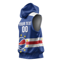 Cape Verde Basketball Custom Sleeveless Hoodie Come On Blue Sharks - Wonder Print Shop