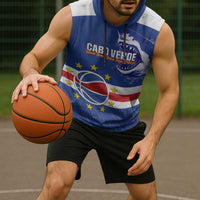Cape Verde Basketball Custom Sleeveless Hoodie Come On Blue Sharks - Wonder Print Shop