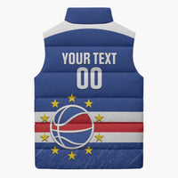 Cape Verde Basketball Custom Sleeveless Puffer Jacket Come On Blue Sharks - Wonder Print Shop