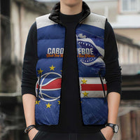 Cape Verde Basketball Custom Sleeveless Puffer Jacket Come On Blue Sharks - Wonder Print Shop