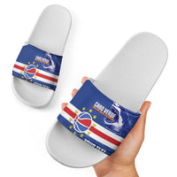 Cape Verde Basketball Custom Slide Sandals Come On Blue Sharks - Wonder Print Shop