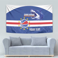 Cape Verde Basketball Custom Tapestry Come On Blue Sharks - Wonder Print Shop