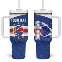 Cape Verde Basketball Custom Tumbler With Handle Come On Blue Sharks - Wonder Print Shop