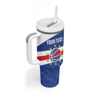 Cape Verde Basketball Custom Tumbler With Handle Come On Blue Sharks - Wonder Print Shop