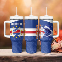 Cape Verde Basketball Custom Tumbler With Handle Come On Blue Sharks - Wonder Print Shop
