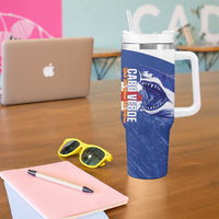 Cape Verde Basketball Custom Tumbler With Handle Come On Blue Sharks - Wonder Print Shop