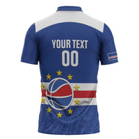 Cape Verde Basketball Custom Zipper Polo Shirt Come On Blue Sharks - Wonder Print Shop