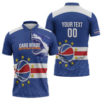 Cape Verde Basketball Custom Zipper Polo Shirt Come On Blue Sharks - Wonder Print Shop