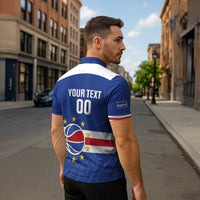 Cape Verde Basketball Custom Zipper Polo Shirt Come On Blue Sharks - Wonder Print Shop
