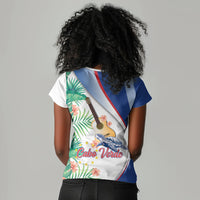 Cavaquinho Cabo Verde Women V-Neck T-Shirt Cape Verdean Instrument Tropical Sea Turtle
