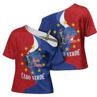 Santo Antao Cabo Verde Cross Shoulder Shirt Map With Me Maia Statue African Pattern