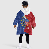 Santo Antao Cabo Verde Kid Wearable Blanket Hoodie Map With Me Maia Statue African Pattern