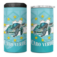 Sao Vincente Cabo Verde 4 in 1 Can Cooler Tumbler Map With Sea Turtle African Pattern
