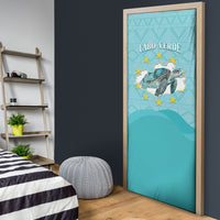 Sao Vincente Cabo Verde Door Cover Map With Sea Turtle African Pattern