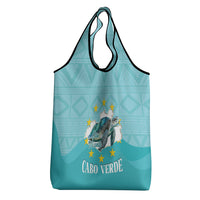 Sao Vincente Cabo Verde Grocery Bag Map With Sea Turtle African Pattern
