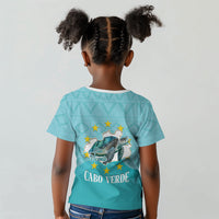 Sao Vincente Cabo Verde Kid T shirt Map With Sea Turtle African Pattern