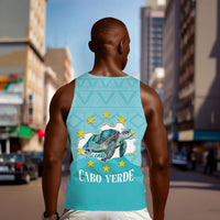 Sao Vincente Cabo Verde Men Tank Top Map With Sea Turtle African Pattern