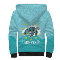Sao Vincente Cabo Verde Sherpa Hoodie Map With Sea Turtle African Pattern
