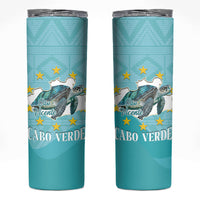 Sao Vincente Cabo Verde Skinny Tumbler Map With Sea Turtle African Pattern